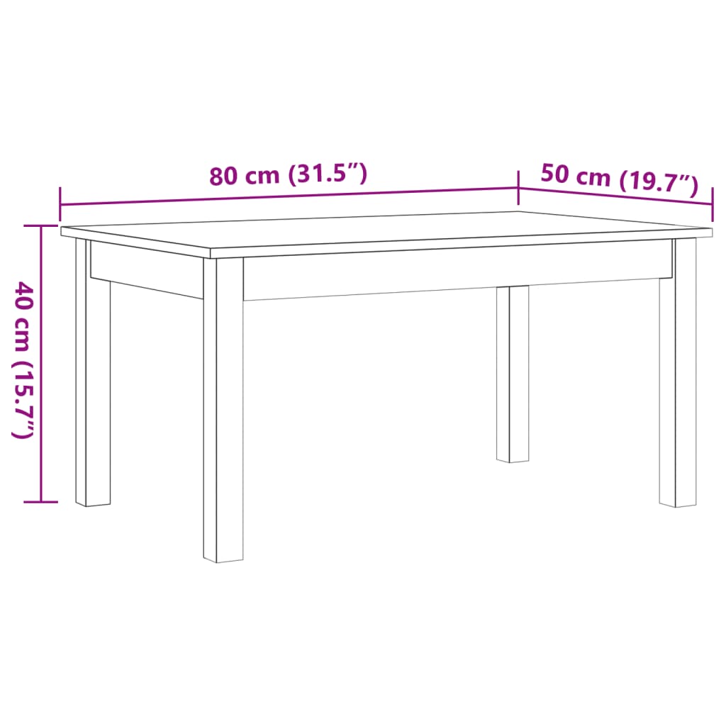 vidaXL Konferenčný stolík voskový hnedý 80x50x40 cm borovicový masív