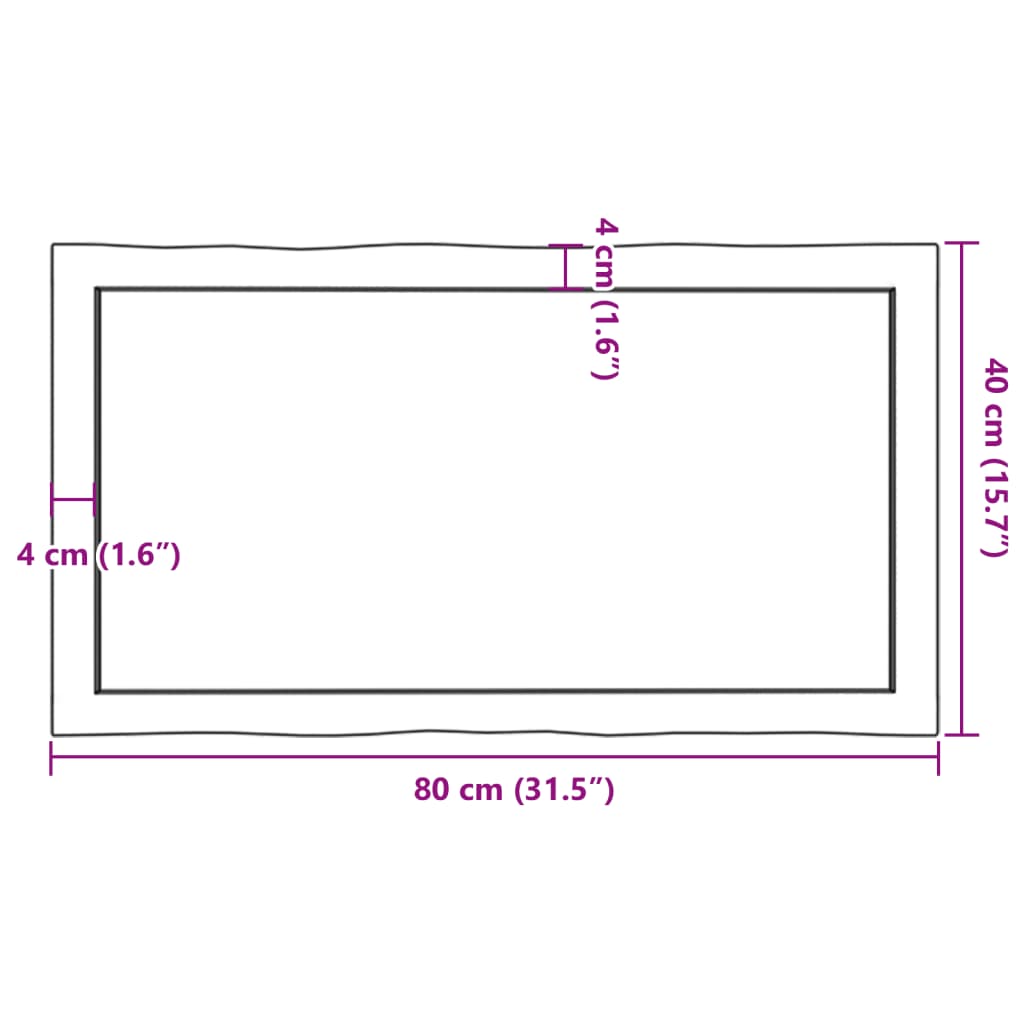 vidaXL Stolová doska tmavohnedá 80x40x(2-4)cm ošetrený masív hrany