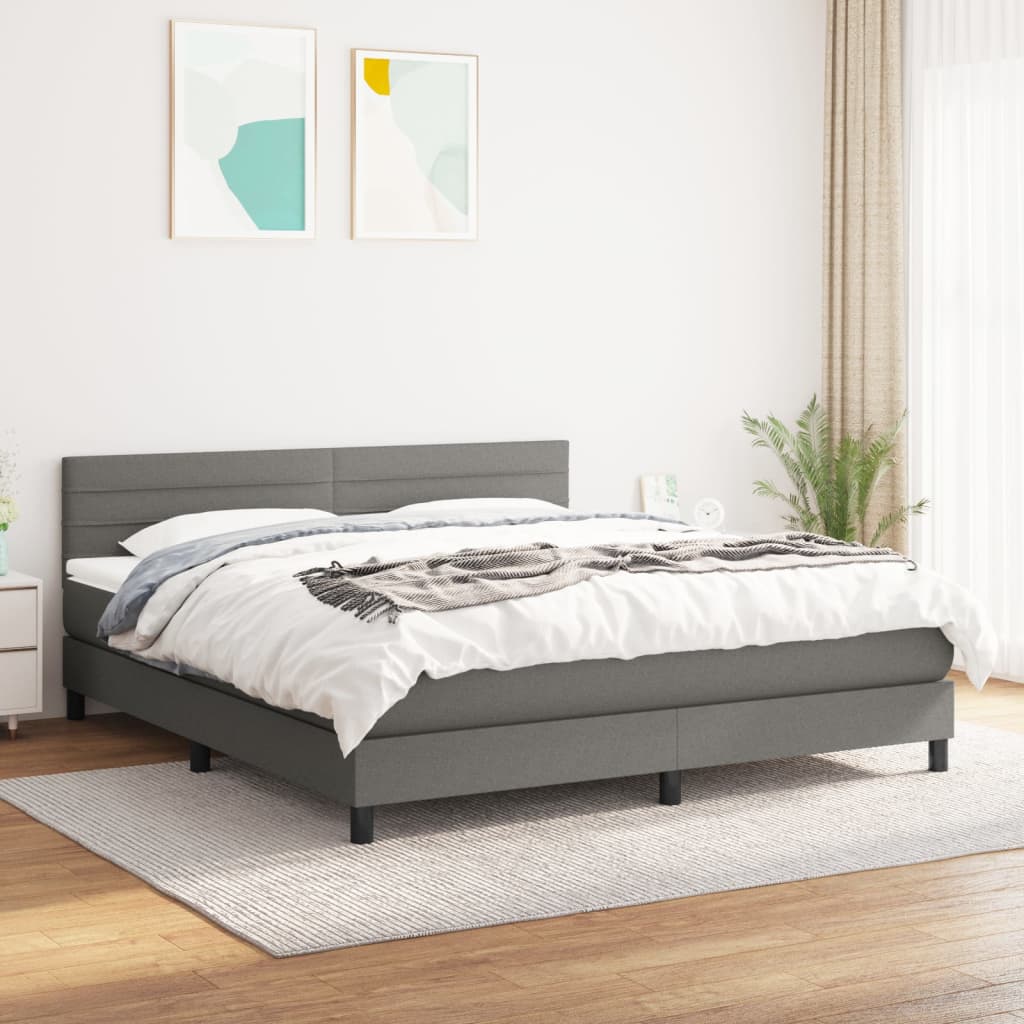 vidaXL Boxspring posteľ s matracom tmavosivá 180x200 cm látka