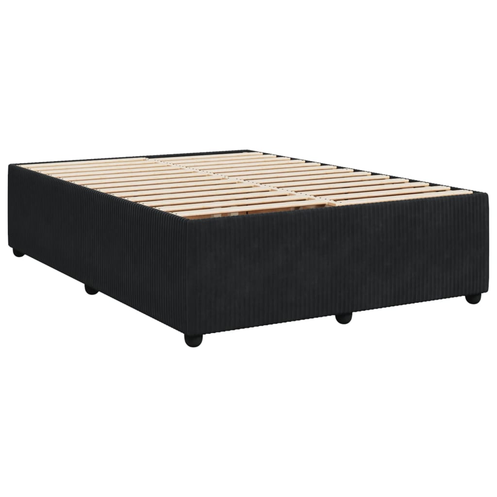 vidaXL Posteľný rám boxspring s matracom čierny 140x190 cm zamat