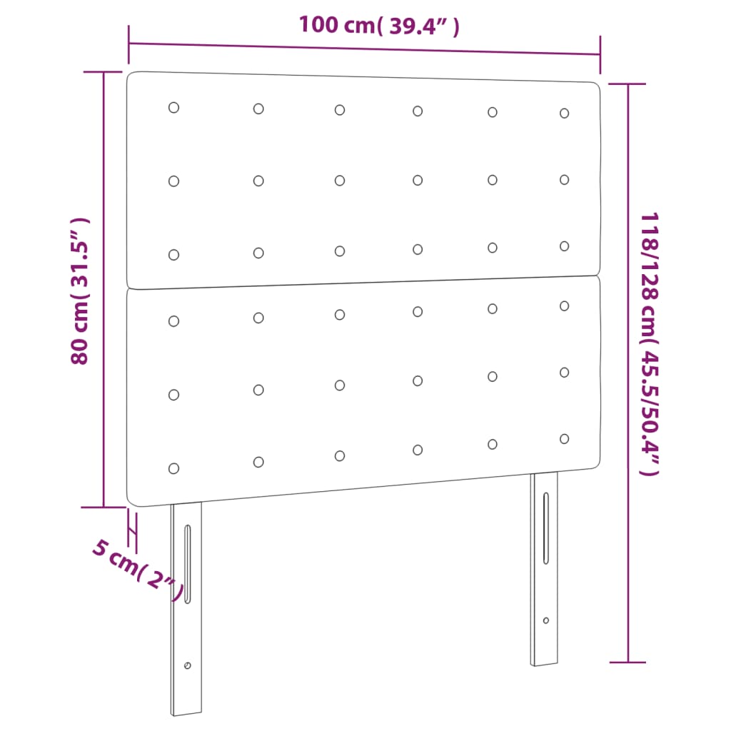 vidaXL Čelo postele s LED tmavosivé 100x5x118/128 cm zamat