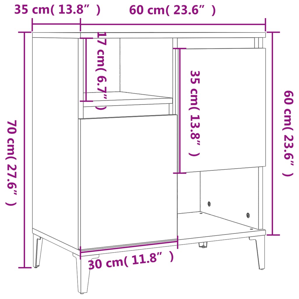 vidaXL Komody 3 ks betónovo sivé 60x35x70 cm kompozitné drevo