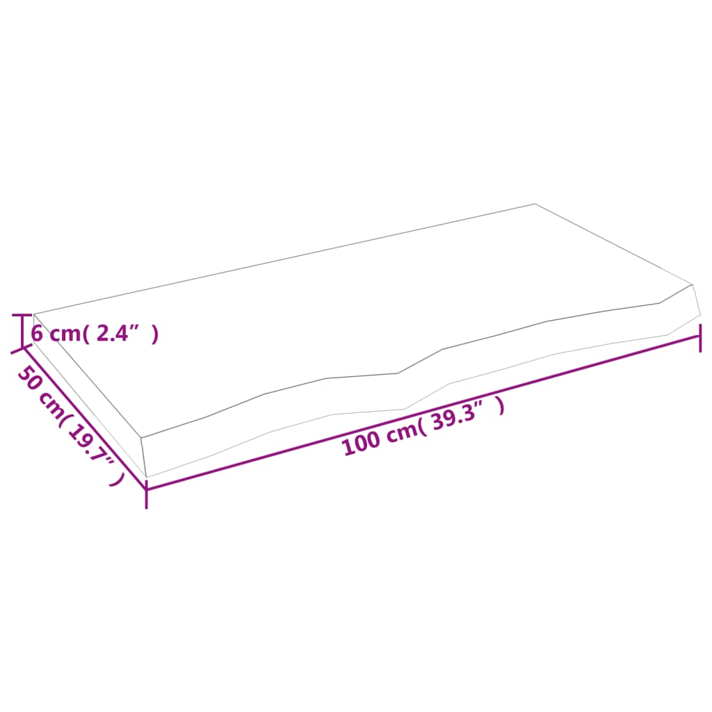 vidaXL Stolová doska tmavohnedá 100x50x(2-6) cm ošetrený dubový masív