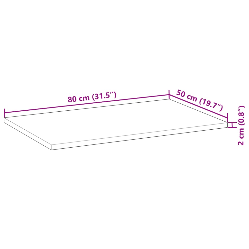 vidaXL Stolová doska obdĺžniková 80x50x2 cm masívna akácia