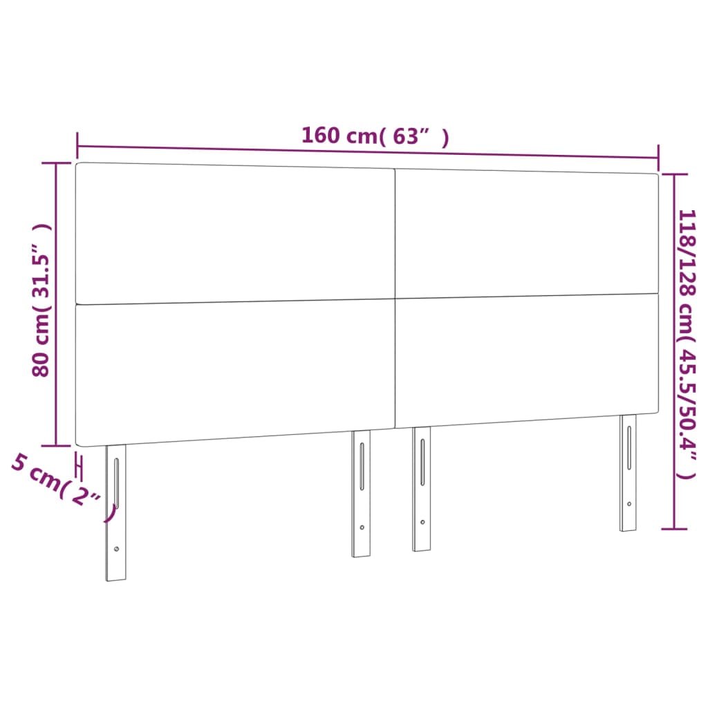 vidaXL Čelo postele s LED čierne 160x5x118/128 cm zamat