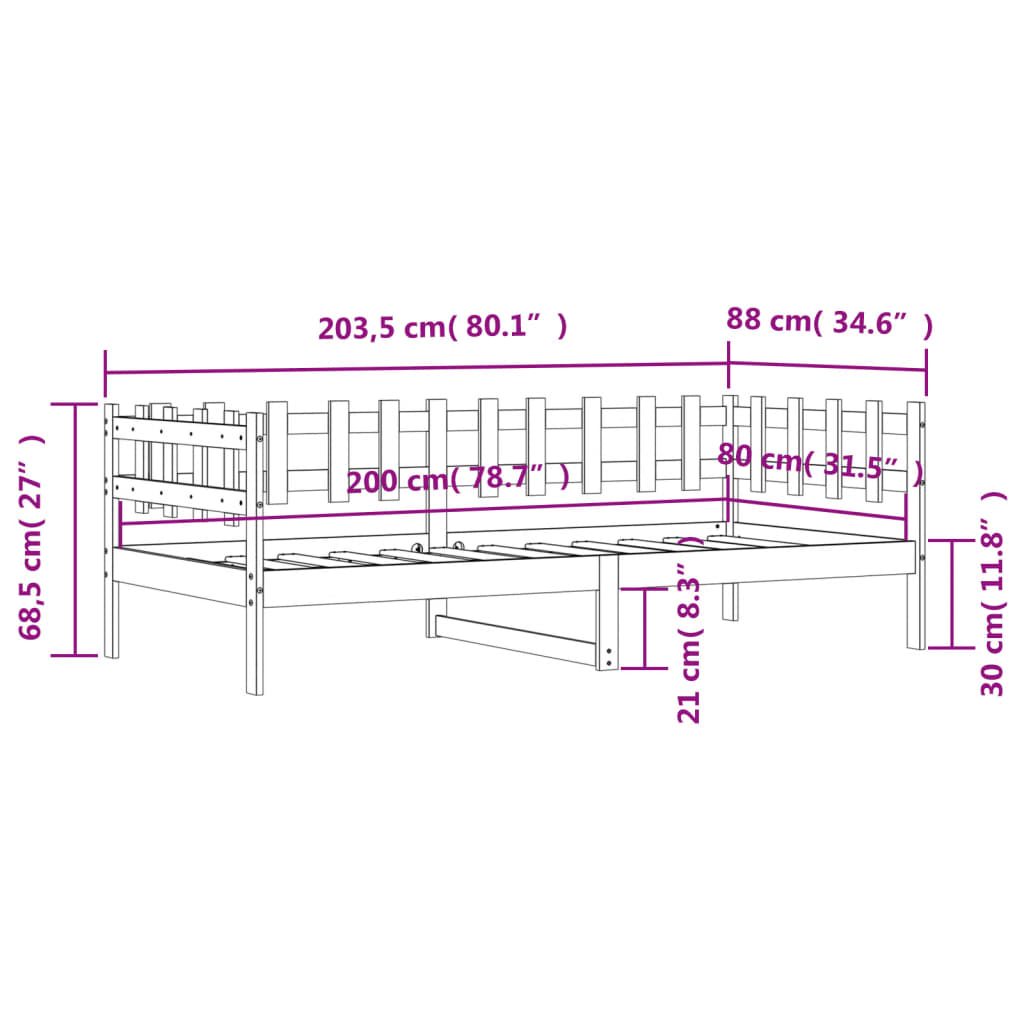 vidaXL Denná posteľ s matracom biela 80x200 cm masívna borovica