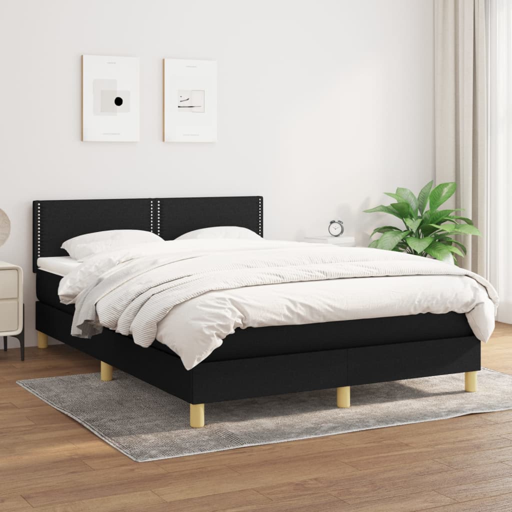 vidaXL Posteľný rám boxspring s matracom čierny 140x200 cm látka