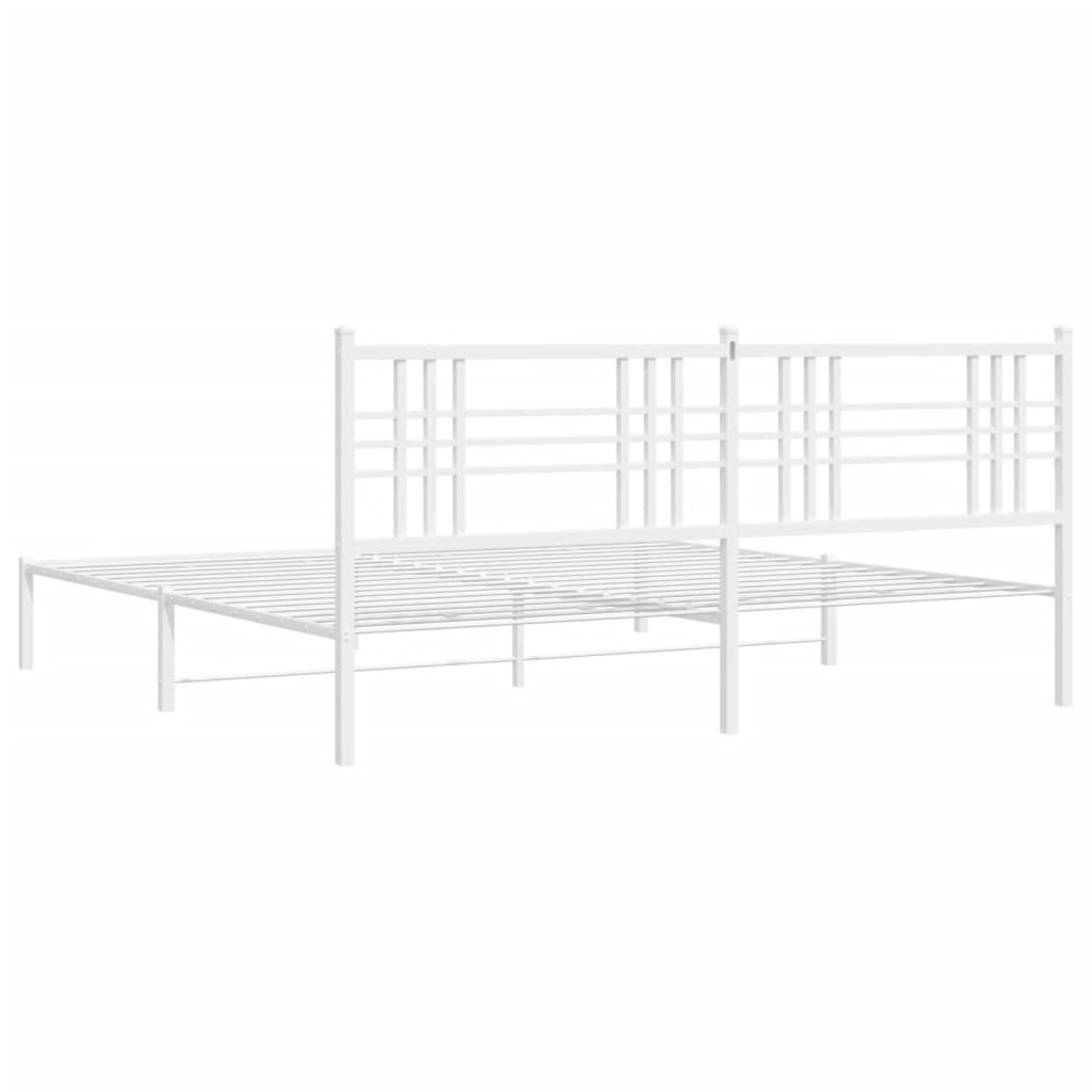 vidaXL Kovový rám postele s čelom biely 193x203 cm