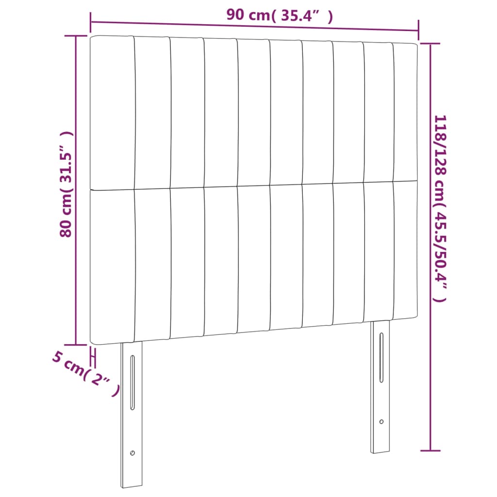 vidaXL Čelá postele 2 ks hnedý 90x5x78/88 cm látka