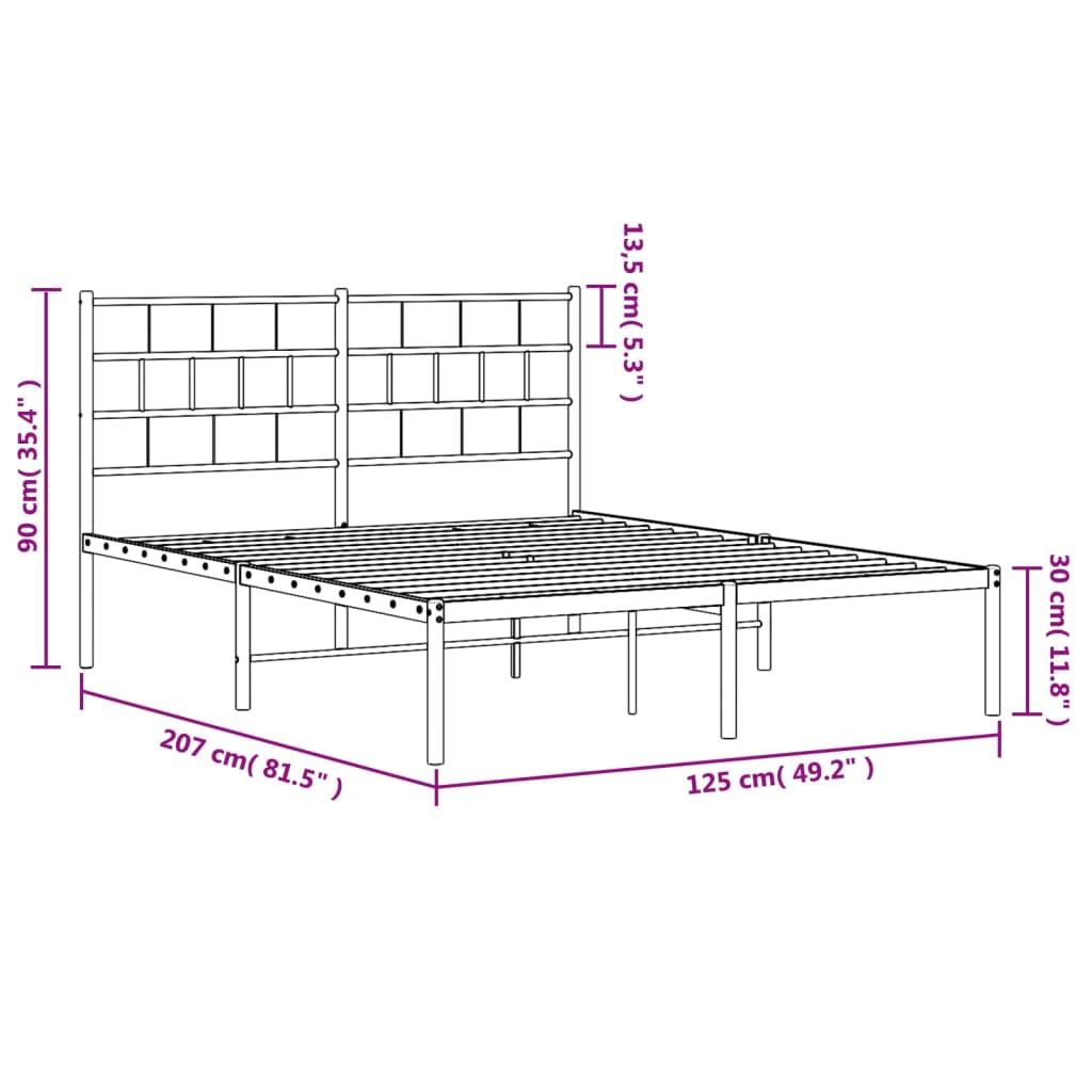 vidaXL Kovový rám postele s čelom čierny 120x200 cm