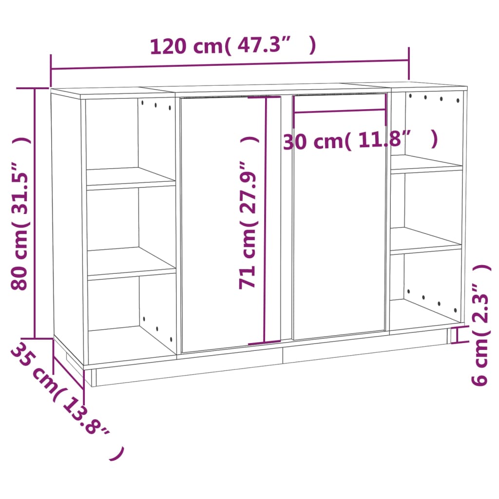 vidaXL Komoda medovohnedá 120x35x80 cm borovicový masív