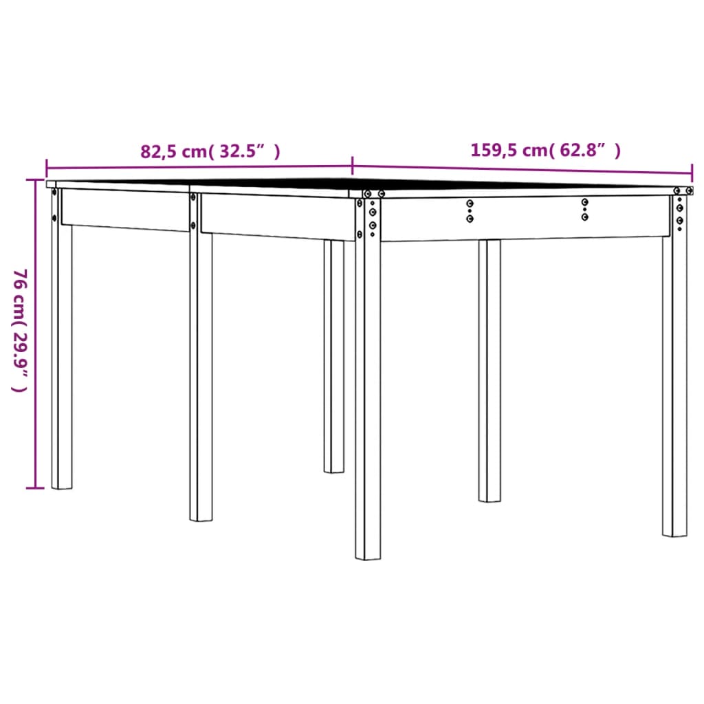 vidaXL Záhradný stolík 159,5x82,5x76 cm masívny Douglas