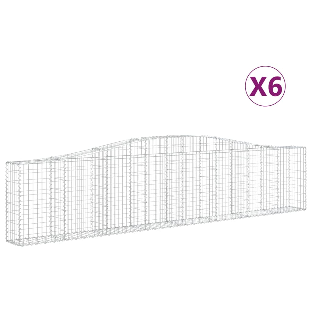 vidaXL Oblúkové gabionové koše 6 ks 400x30x80/100cm pozinkované železo