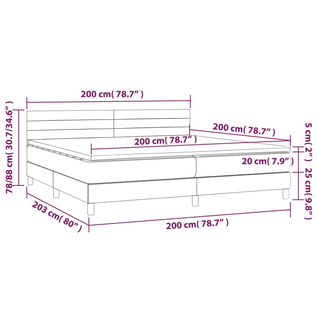 vidaXL Boxspring posteľ s matracom tmavohnedá 200x200 cm látka