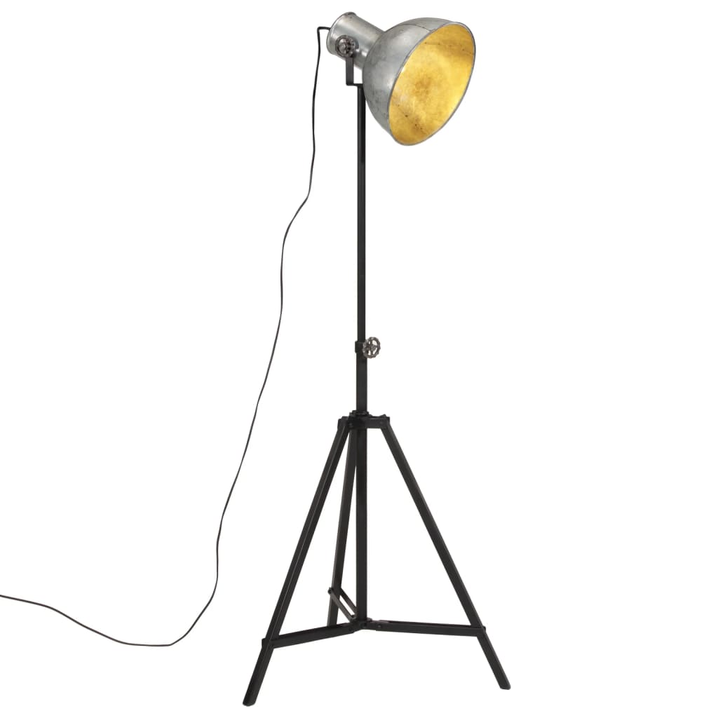 vidaXL Podlahová lampa 25 W starožitná strieborná 61x61x90/150 cm E27