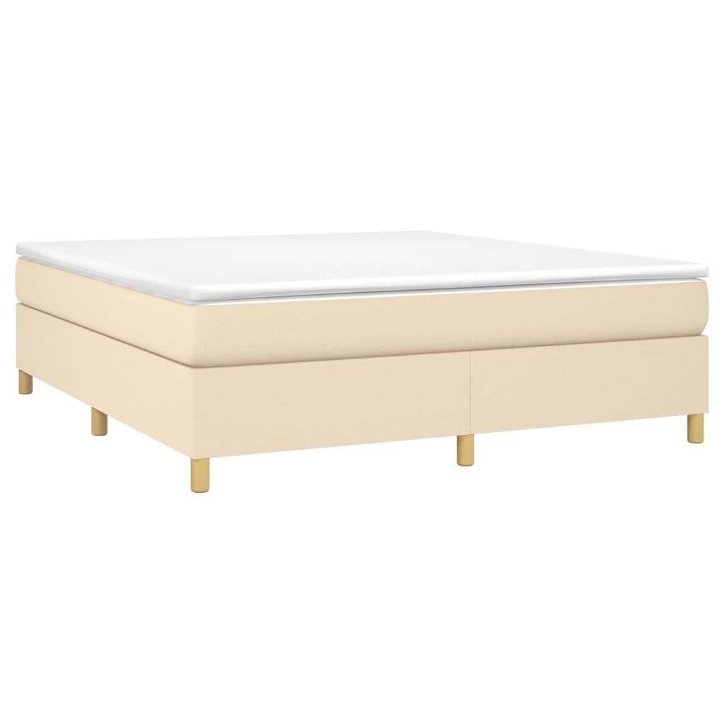 vidaXL Posteľný rám boxspring s matracom krémový 160x200 cm látka