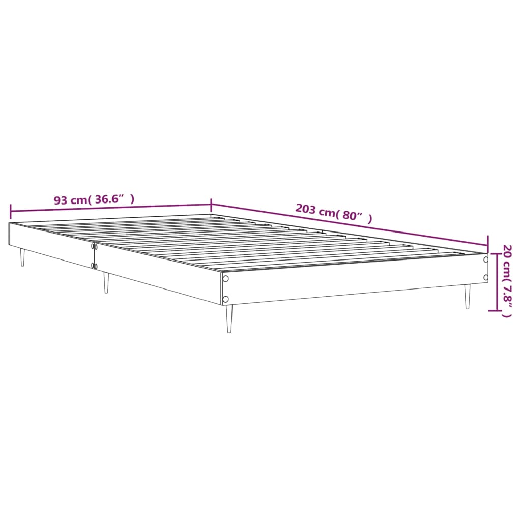 vidaXL Posteľný rám hnedý dub 90x200 cm borovicový masív