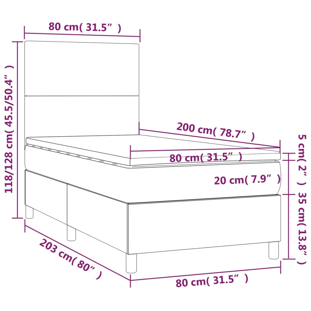 vidaXL Boxspring posteľ s matracom sivá 80x200 cm umelá koža