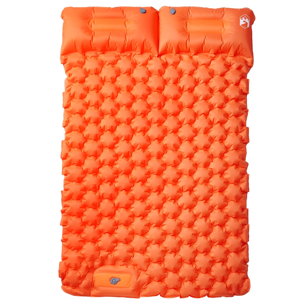vidaXL Samonafukovací kempingový matrac s vankúšmi, 2 osoby, oranžový