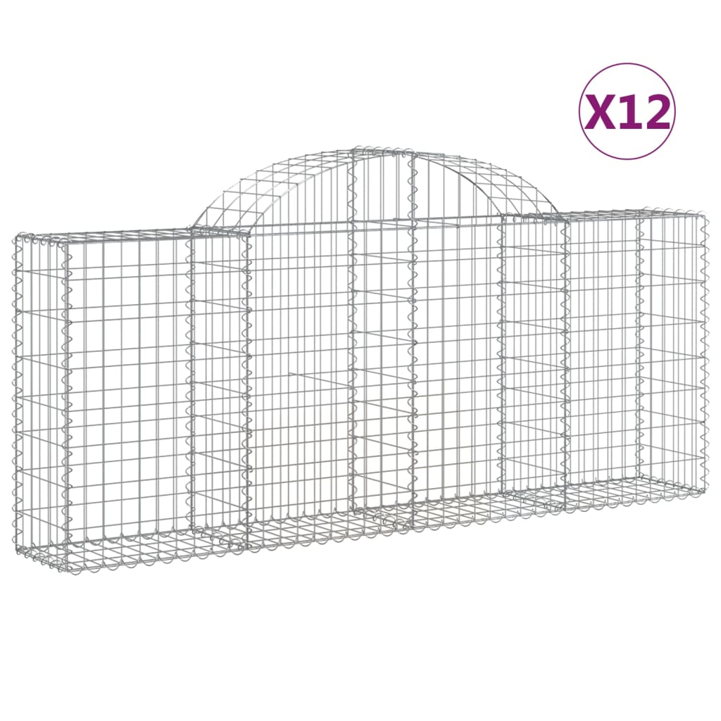 vidaXL Oblúkové gabionové koše 12ks 200x30x80/100cm pozinkované železo