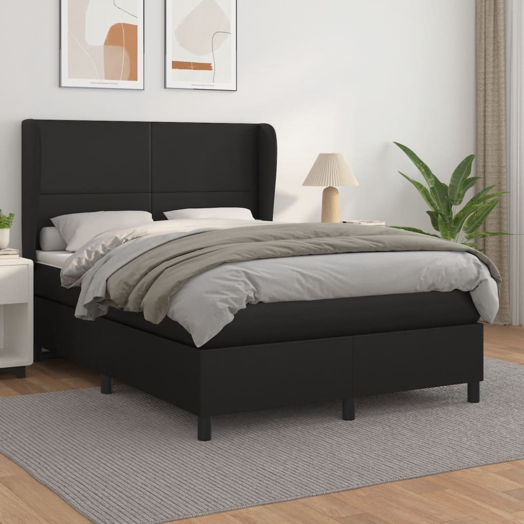 vidaXL Boxspring posteľ s matracom čierna 140x200 cm umelá koža