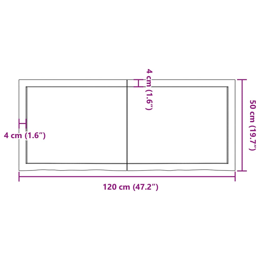 vidaXL Kúpeľňová doska tmavohnedá 120x50x(2-4) cm ošetrený masív