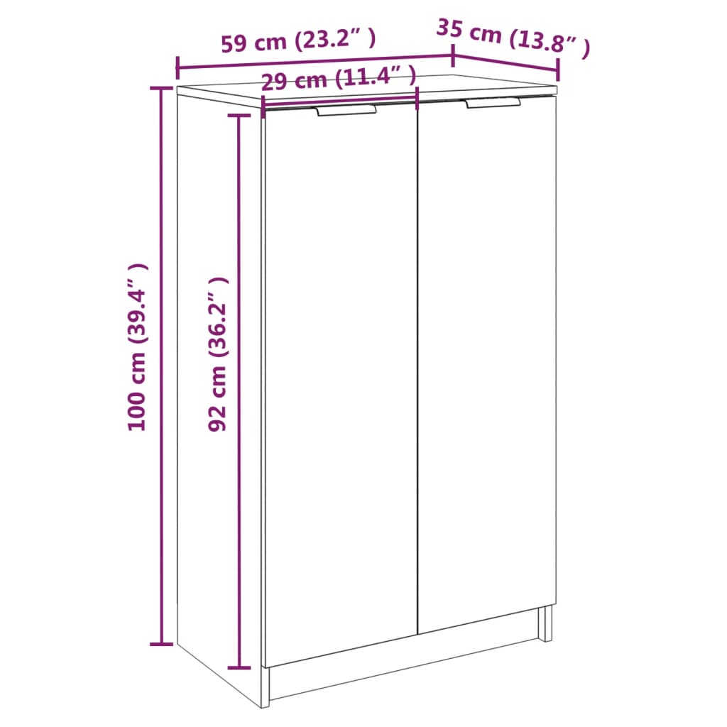 vidaXL Botník dymový dub 59x35x100 cm spracované drevo