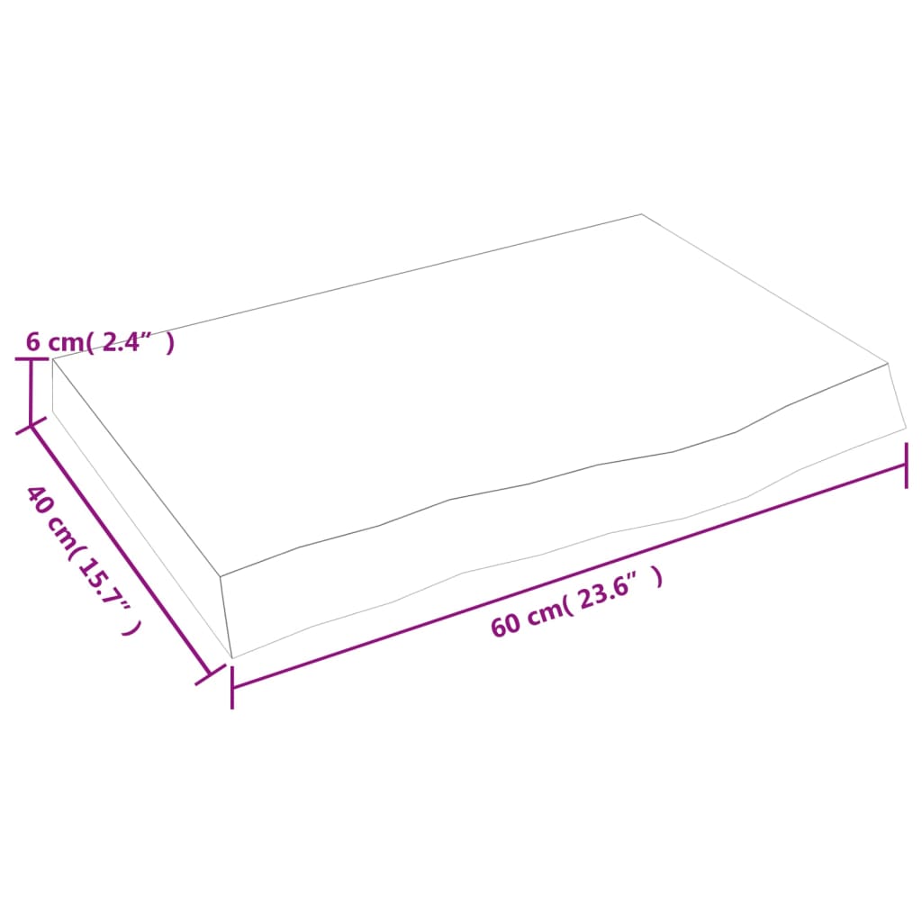 vidaXL Kúpeľňová doska tmavohnedá 60x40x(2-6) cm ošetrený masív