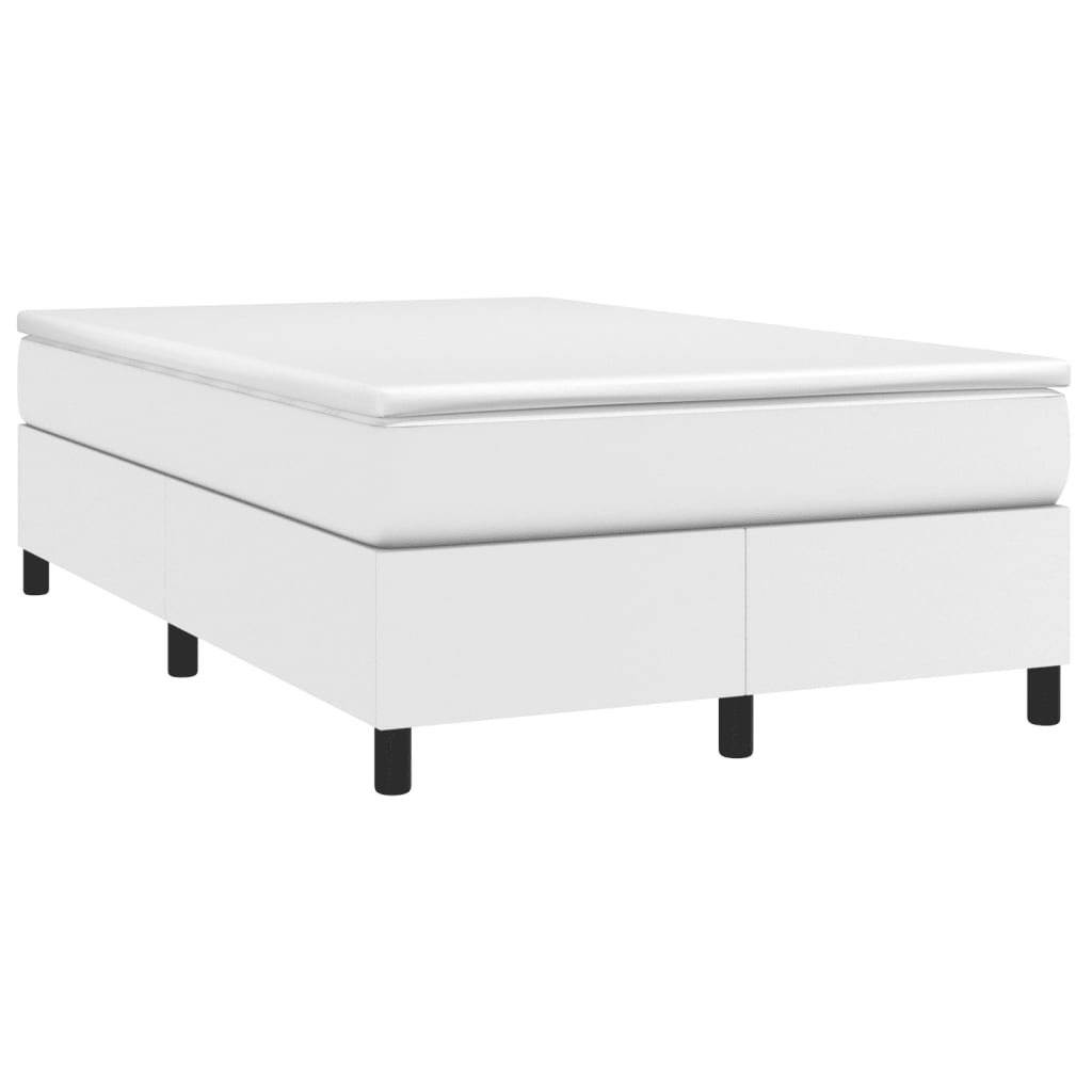 vidaXL Boxspring posteľ s matracom, biela 120x190 cm, umelá koža