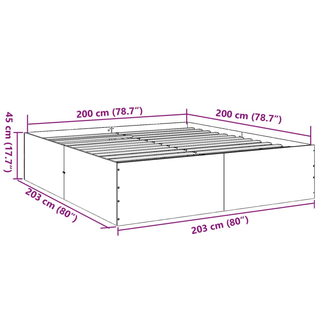 vidaXL Posteľný rám čierny 200x200 cm kompozitné drevo