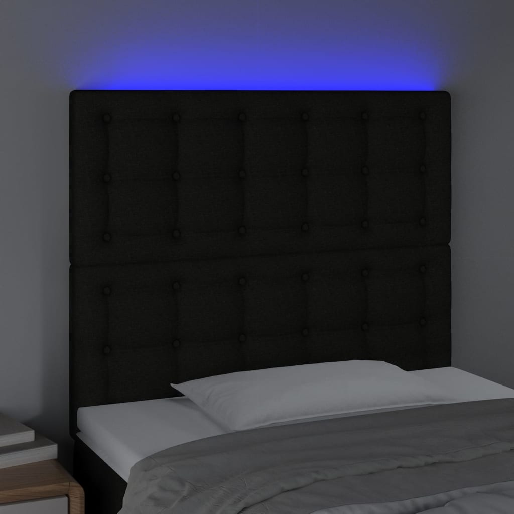 vidaXL Čelo postele s LED čierne 90x5x118/128 cm látka