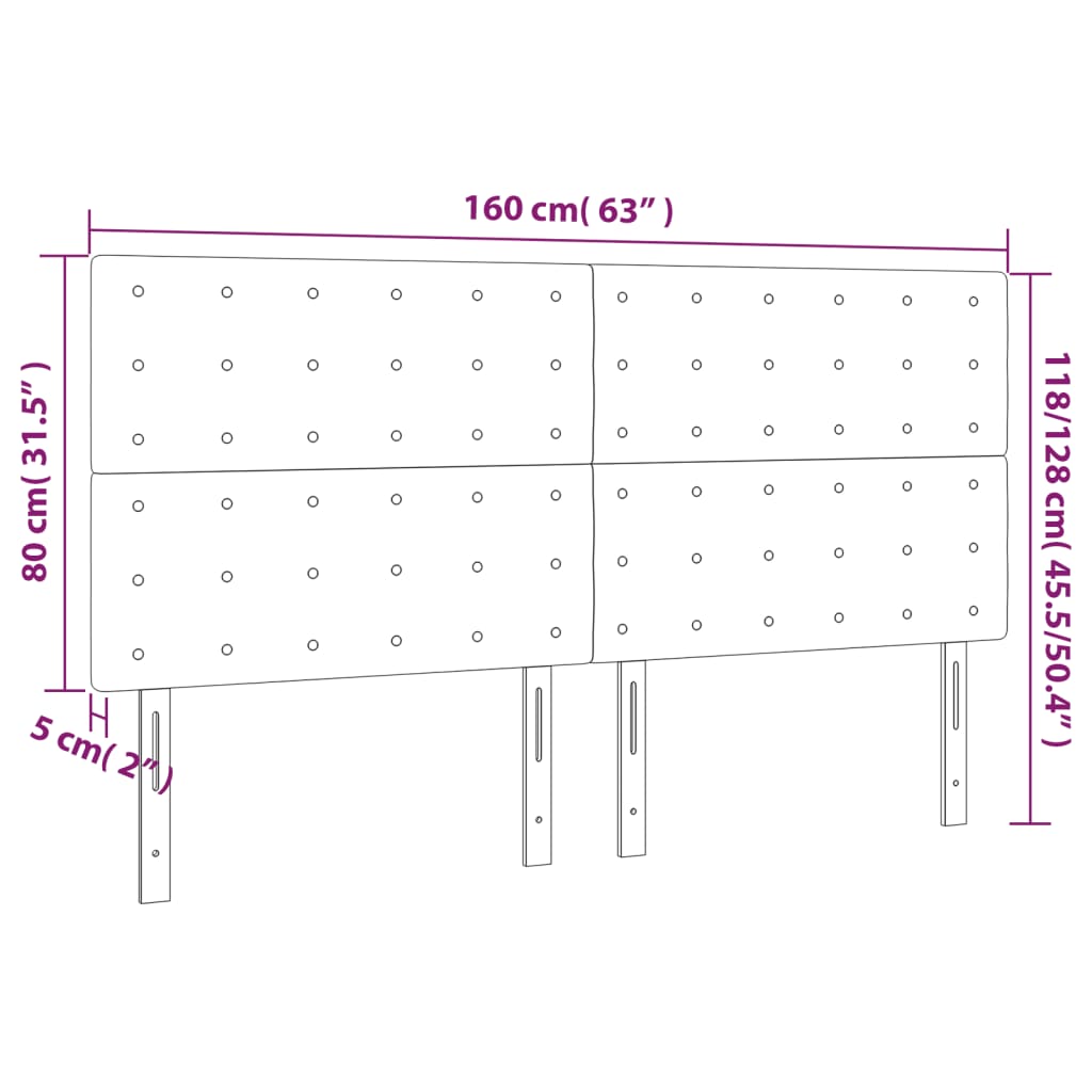 vidaXL Čelo postele s LED čierne 160x5x118/128 cm látka