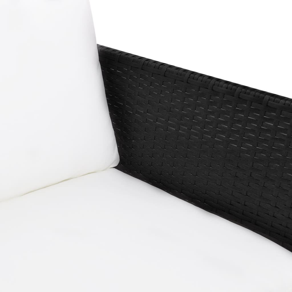 vidaXL 3-dielna záhradná sedacia súprava+podložky, čierna, polyratan