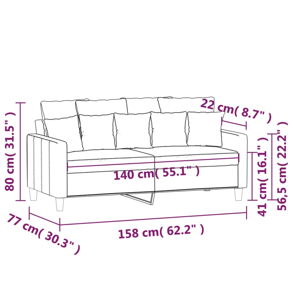 vidaXL 2-miestna pohovka hnedá 140 cm zamat