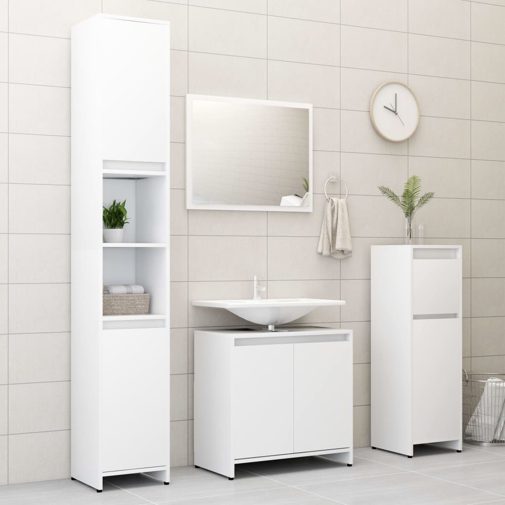vidaXL 3-dielna sada kúpeľňového nábytku, biela, kompozitné drevo