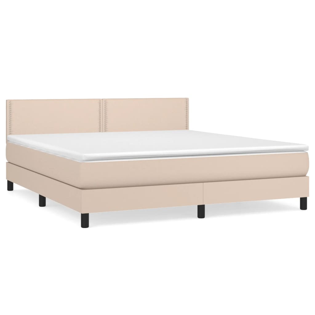 vidaXL Boxspring posteľ s matracom kapučínová 180x200 cm umelá koža