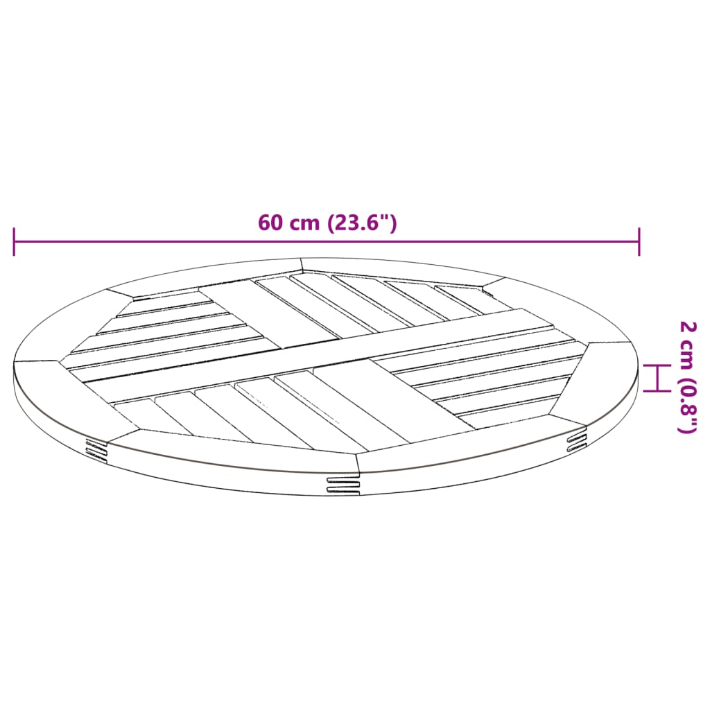 vidaXL Stolová doska Ø60x2 cm okrúhla akáciový masív