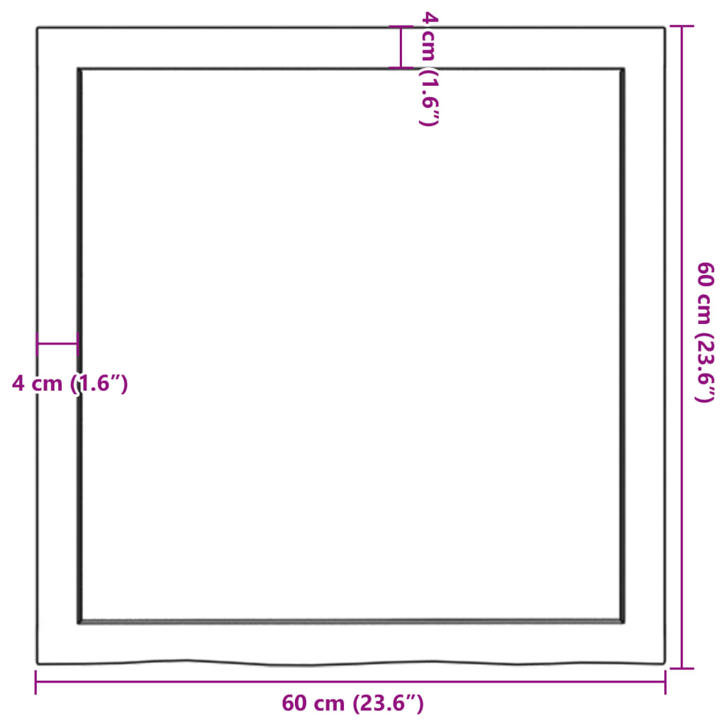 vidaXL Stolová doska bledohnedá 60x60x(2-6) cm ošetrený masívny dub