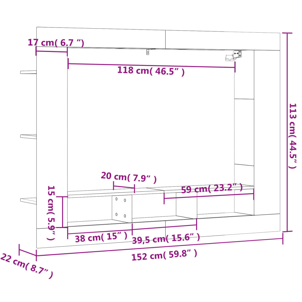 vidaXL TV skrinka sivá sonoma 152x22x113 cm kompozitné drevo