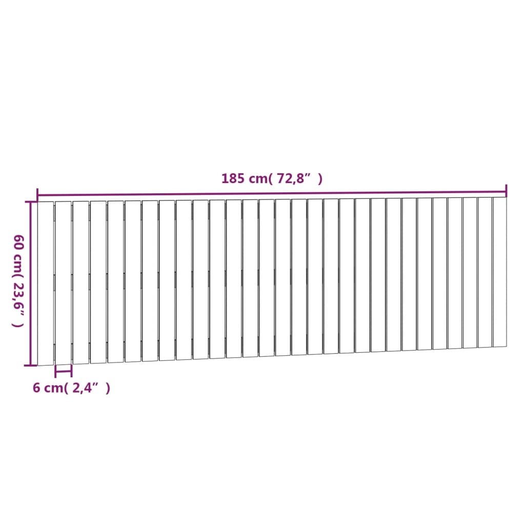 vidaXL Nástenné čelo postele medovohnedé 185x3x60 cm masívna borovica