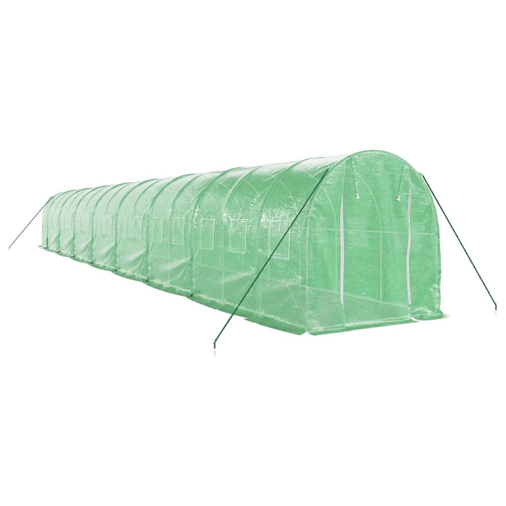 vidaXL Fóliovník s oceľovým rámom zelený 32 m² 16x2x2 m