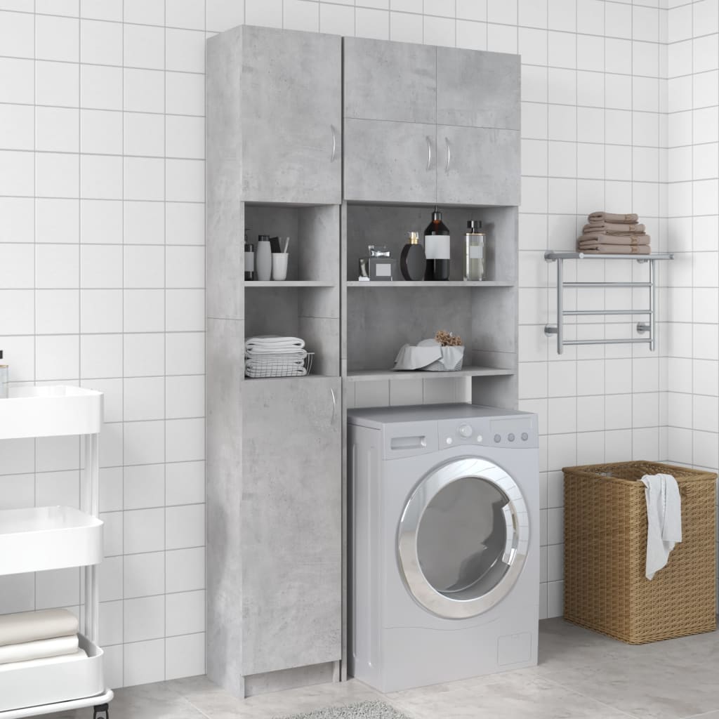 vidaXL Súprava skriniek na práčku, betónovo sivá, kompozitné drevo