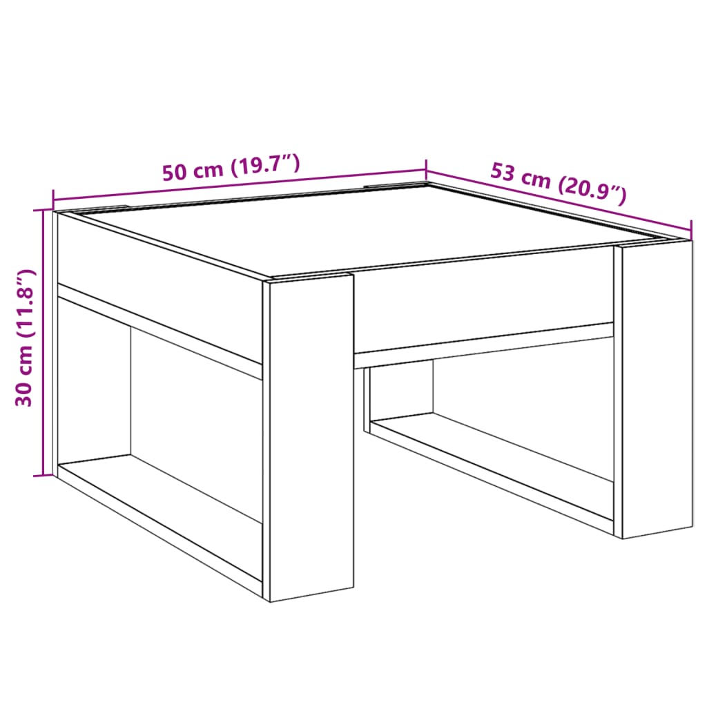 vidaXL Konferenčný stolík s nekonečnými LED sivý sonoma 50x53x30 cm