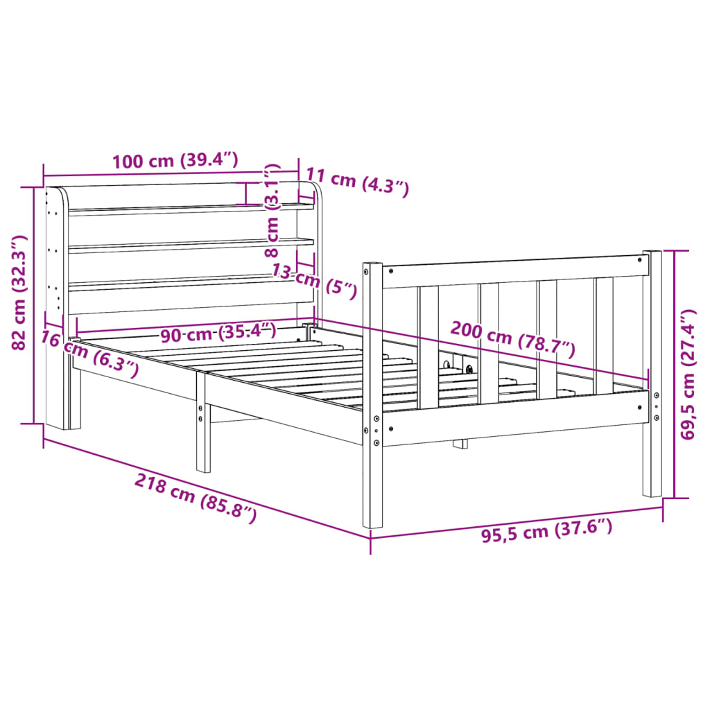 vidaXL Posteľ bez matraca biely 150x200 cm masívna borovica