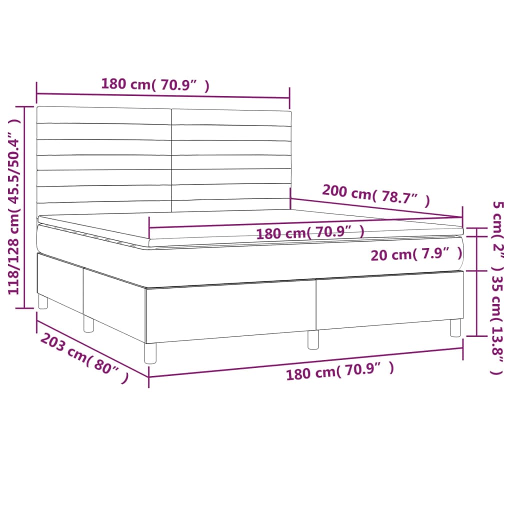 vidaXL Posteľný rám boxsping s matracom bledosivý 180x200 cm zamat