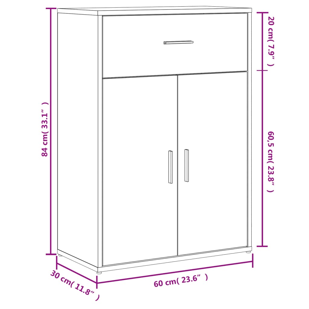 vidaXL Komoda biela 60x30x84 cm kompozitné drevo