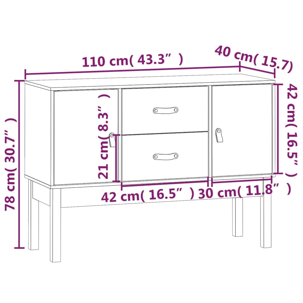 vidaXL Komoda 110x40x78 cm borovicový masív