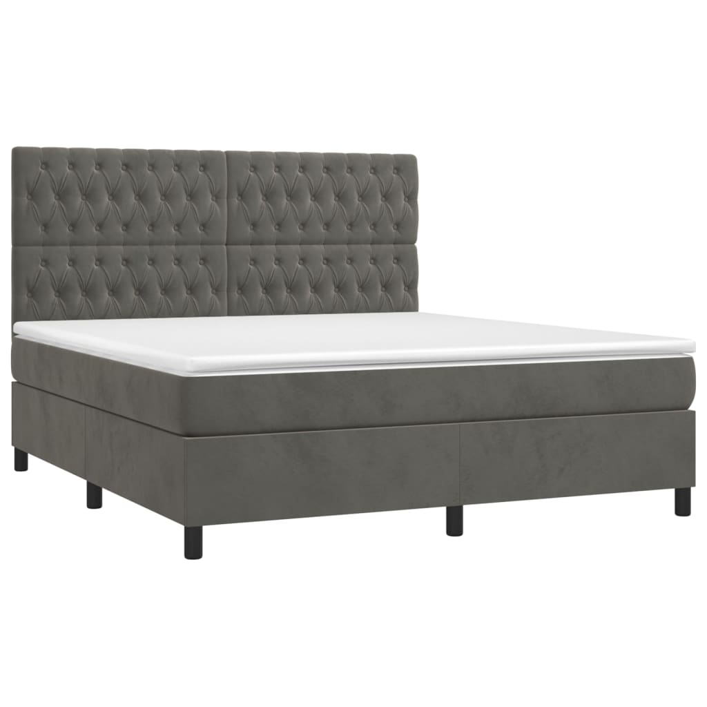 vidaXL Posteľný rám boxspring s matracom tmavosivý 180x200 cm zamat