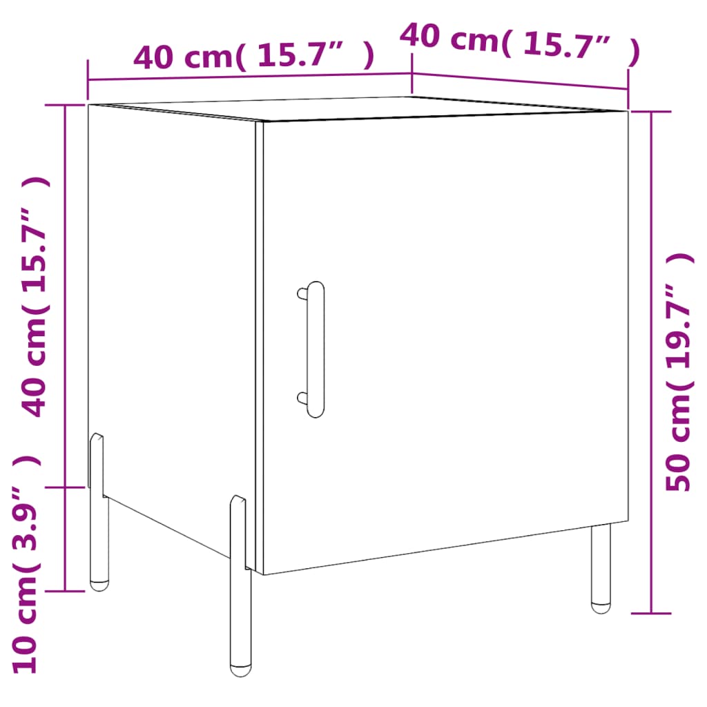 vidaXL Nočné stolíky 2 ks betónovo sivé 40x40x50 cm kompozitné drevo