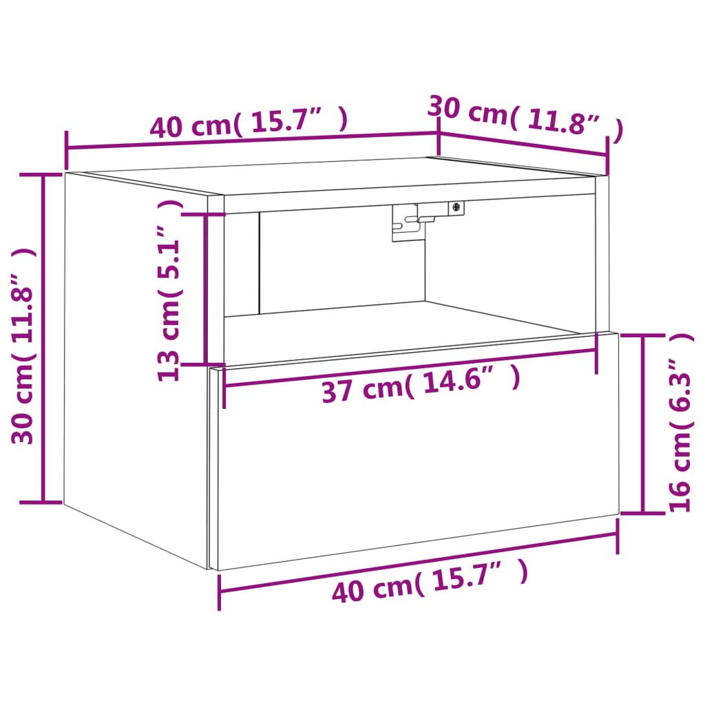 vidaXL TV nástenné skrinky 2 ks čierne 40x30x30 cm kompozitné drevo